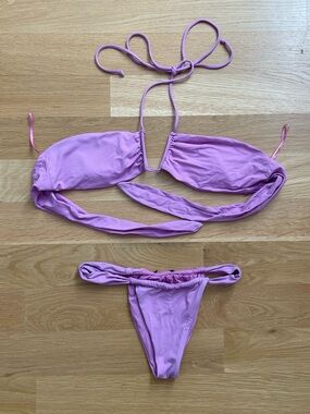 Zara Pink Lilac Tie Bikini Set
